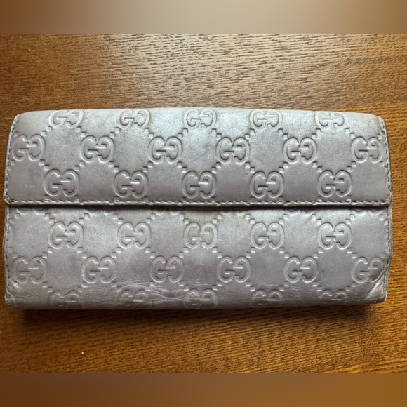 Gucci Guccissima GG Gold Heart Silver Leather Long Wallet W/COA - Picture 3 of 16
